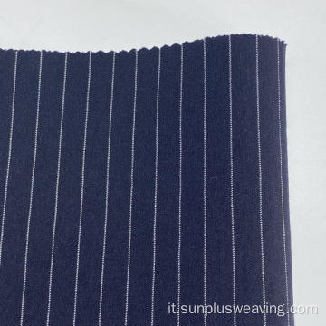 tessuto elasticizzato tinto in filo blu navy e bianco per pantaloni collant